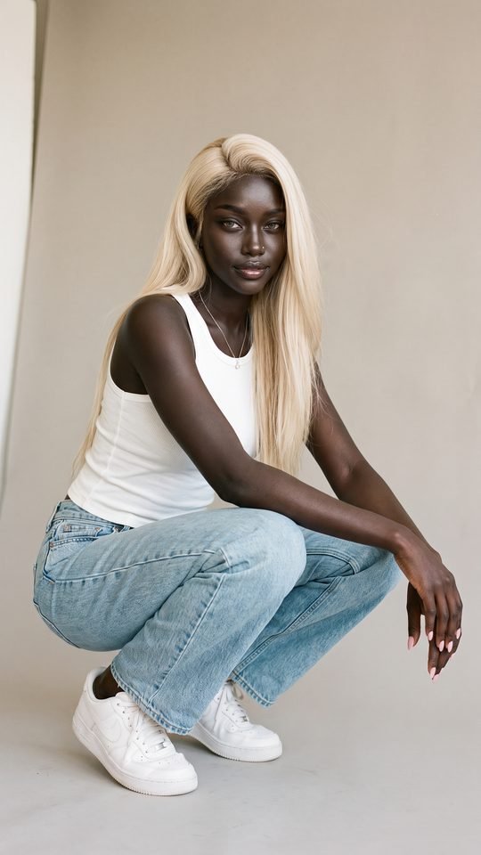 Aïra, Look n°4 : débardeur blanc et denim clair