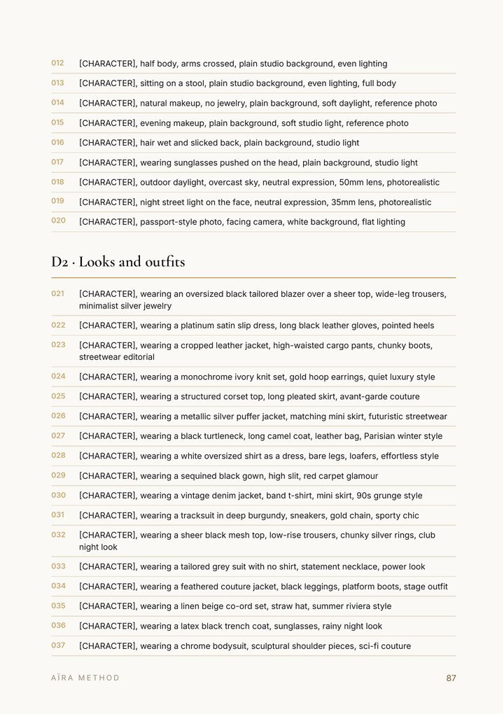Appendix D page, the prompt library