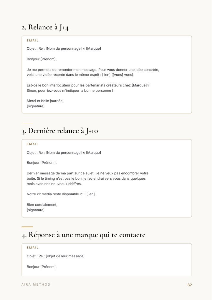 Page de l'annexe C, emails types pour les marques